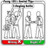  comic cuprohastes furry_lifestyle hand_in_pants hands_up line_art shaking_hands social_tips the_more_you_know 