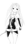  akemi_homura ballpoint_pen_(medium) elbow_gloves expressionless gloves greyscale hairband jason_(kaiten_kussaku_kikou) jewelry long_hair mahou_shoujo_madoka_magica monochrome necklace riding_crop solo traditional_media whip 