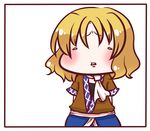  bangs belt blonde_hair blush chibi frown md5_mismatch mizuhashi_parsee open_mouth s-s_(ss) scarf short_hair solo standing touhou 