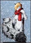 2009 breasts feline female scarf shiuk snow snow_leopard snowy 