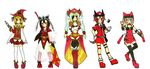  clothes_writing dekared emblem geki_red genderswap gokai_red hat highres juuken_sentai_gekiranger kaizoku_sentai_gokaiger magired mahou_sentai_magiranger multiple_girls personification samurai_sentai_shinkenger shinken_red super_sentai tokusou_sentai_dekaranger witch_hat 