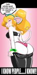  back big_butt blonde_hair bracelet butt dialogue dressing english_text female hair hairband intersex jewelry long_blonde_hair long_hair looking_back mouse panties pants ponytail red_eyes rodent shonuff skimpy solo squeek standing tail underwear white 