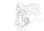  akemi_homura ban greyscale lineart long_hair mahou_shoujo_madoka_magica monochrome profile ribbon shield skirt solo tears 