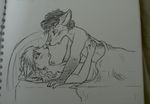  afterglow bed canine cris criswolf female fox male open_mouth straight trae wolf 