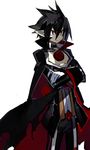  black_hair cape crossed_arms disgaea gloves jacket makai_senki_disgaea_4 male_focus open_clothes open_jacket pointy_ears red_eyes solo starshadowmagician valvatorez_(disgaea) 