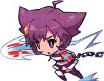  :o animal_ears boxing_gloves bright_pupils cat_ears chain chibi criminal_girls full_body hair_ornament ichihaya official_art punching sako_(criminal_girls) shirt short_hair simple_background solo striped striped_legwear striped_shirt thighhighs 