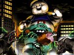  bad_pixiv_id city dog food ghost ghostbusters meat monster nekoixa night no_humans slimer stay_puft 
