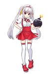  bingsang bomb full_body garters hair_ribbon kooh maid maid_headdress pangya red_eyes ribbon shoes solo thighhighs transparent_background twintails white_hair white_legwear wrist_cuffs 