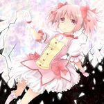  bad_id bad_pixiv_id broken_glass bubble_skirt choker copyright_name glass gloves hair_ribbon kaname_madoka kawamura_raichi magical_girl mahou_shoujo_madoka_magica pink_eyes pink_hair puffy_sleeves red_choker ribbon short_twintails skirt solo tears twintails white_gloves 