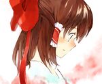  blue_eyes blush bow brown_hair hair_bow hakurei_reimu ogawa_maiko open_mouth solo touhou 