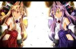  animal_ears brown_hair foxgirl purple_hair red_eyes tagme tail yellow_eyes 