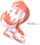  ambiguous_gender cute extvia kneeling latias orange_eyes pok&eacute;mon pok&eacute;morph pose solo wing_hands 