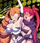  arcana_heart arcana_heart_3 arm_up armpit_licking armpits bad_id bad_pixiv_id bandeau bangs belt bikini_top blunt_bangs blush body_blush bow bow_panties breast_press breasts cape cleavage clenched_teeth closed_eyes denim denim_shorts detached_sleeves drill_hair flower garter_belt hair_flower hair_ornament highres jewelry large_breasts leg_grab licking long_hair midriff multiple_girls necklace no_bra no_pants orange_hair panties pendant petra_johanna_lagerkvist reach-around red_eyes red_hair rose saliva saliva_trail scharlachrot scrunchie short_shorts short_twintails shorts sian sweat teeth thick_thighs thighs torn_clothes twin_drills twintails underwear very_long_hair white_panties wide_hips yuri 