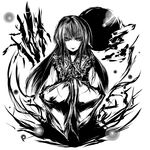  acryl bad_id bad_pixiv_id full_moon greyscale houraisan_kaguya long_hair monochrome moon solo touhou 