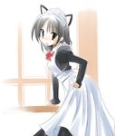  black_hair cat_ears catgirl dress female hair maid maid_uniform solo tail unknown_artist 