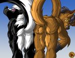  butt female looking_at_viewer lysozyme nude presenting pussy raised_tail skunk tail 