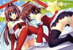  asakura_nemu asakura_otome ass blue_eyes brown_hair cameltoe christmas da_capo da_capo_ii kayura_yuka panties santa_costume scan thighhighs underwear 