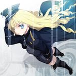  album_cover blonde_hair blue_eyes cover cross daiteikoku drill drill_hair from_above gloves hat iron_cross long_hair military military_uniform official_art orion_(orionproject) peaked_cap retia_adolf skirt solo thighhighs uniform 