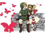  1girl agitha antennae bad_id bad_pixiv_id blush bug butterfly insect link pantyhose rouken the_legend_of_zelda the_legend_of_zelda:_twilight_princess wall white_legwear 
