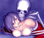  bare_shoulders breast_grab breasts cry from_behind grabbing lying nipples on_stomach open_mouth puffy_nipples rape saliva skeleton skull tears teeth tongue what 