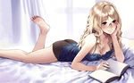  blonde_hair book cleavage filicia_heideman glasses kishida_mel panties sora_no_woto underwear 