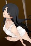  asphyxiation black_hair futanari guro insertion noose object_insertion one-piece_swimsuit penis pointless_censoring rope swimsuit urethral_insertion 