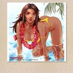  1girl all_fours ass bikini brazilian breasts christie_monteiro cleavage dark_skin lowres solo swimsuit tekken 