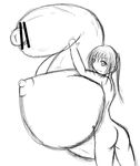  ass erect_nipples foreskin from_behind futanari gigantic_penis huge_breasts koufu long_hair looking_back nude penis sketch 