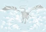  clouds dragon female feral flying nude pira pressure_wave scalie silver solo wallpaper 
