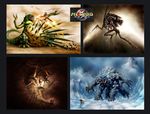  epic fighting greg_luzniak highres ice kraid metroid parasite_queen power_suit samus_aran size_difference snow 