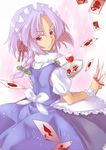  bad_id bad_pixiv_id izayoi_sakuya knife maid_headdress red_eyes silver_hair solo touhou yonyon 