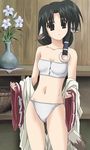  animal_ears bathhouse black_eyes black_hair bra brown_eyes doggirl eruru female hair hentai inumimi japanese_clothing kemonomimi long_black_hair long_hair panties ponytail solo standing tail underwear undressing unknown_artist utawarerumono 