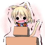  animal_ears blonde_hair box cat_ears cat_tail chibi extra_ears fang hoshizuki_(seigetsu) kemonomimi_mode mizuhashi_parsee open_mouth puru-see scarf solo tail tears touhou trembling 