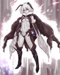  antennae bridal_gauntlets cape highres houtengeki insect_wings navel original purple_eyes short_hair silver_hair solo spot_color wings 