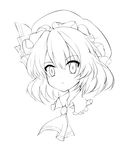  ascot bad_id bad_pixiv_id brooch expressionless face greyscale hat hat_ribbon jewelry lineart liong monochrome portrait remilia_scarlet ribbon short_hair solo touhou 