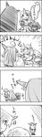  4koma bucket comic cuffs greyscale highres horn hoshiguma_yuugi ibuki_suika kisume log long_hair mizuhashi_parsee monochrome multiple_girls parody short_twintails star substitution_technique tani_takeshi touhou translated twintails yukkuri_shiteitte_ne 