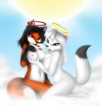  angel anthro breasts canine duo female fox grope halo lesbian mammal nipples nude soviet tattoo whitmaverick 