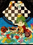  atori12 bad_id bad_pixiv_id ball candy crown food green_hair ground_vehicle lollipop male_focus n's_room n_(pokemon) pokemon pokemon_(game) pokemon_bw robe sitting solo star toy train wariza 