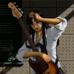  akiyama_mio bass_guitar black_hair ebi_(eeotoko) fender highres instrument k-on! long_hair realistic signature solo 