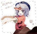  ahoge bad_id bad_pixiv_id blouse fang grey_eyes grey_hair hat heart jiangshi miyako_yoshika nochita_shin ofuda outstretched_arms short_hair skirt solo standing touhou zombie_pose 