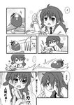  blush comic eating food fork greyscale halftone kiyama_harumi labcoat long_hair monochrome necktie open_mouth piku to_aru_kagaku_no_railgun to_aru_majutsu_no_index translation_request 