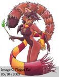  female magic nude plaguerat red_panda reverse_countershading scarf solo wand 