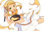  asuka_momoko bad_id bad_pixiv_id blonde_hair cooking dress green_eyes hair_rings hairband messy ojamajo_doremi sama solo whisk 