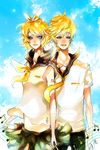  1girl blonde_hair blue_eyes brother_and_sister kagamine_len kagamine_rin prodigy_bombay siblings twins vocaloid 