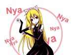  action73 animal_ears black_dress blonde_hair bridal_gauntlets cat_ears cat_pose dress elbow_gloves female gloves hime_(kaibutsu_oujo) kaibutsu_oujo lilianne long_hair paw_pose red_eyes solo tiara white_background 