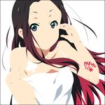  blue_eyes club_(shape) extra k-on! long_hair lowres matsumoto_mifuyu mizuki_makoto smile solo tattoo 