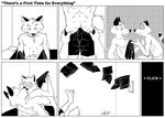 anticlimactic balls black_and_white canine closet_coon colin_young comic english_text fox gay jeff-kun kissing leaf_dog leafdog male mammal monochrome penis raccoon red_fox text uncolored undressing 