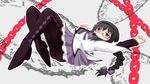  :o akemi_homura argyle argyle_legwear black_hair black_legwear blush bow braid glasses hair_bow hairband high_heels highres long_hair lying magical_girl mahou_shoujo_madoka_magica on_back open_mouth pantyhose purple_eyes red-framed_eyewear shoes solo twin_braids yokoshima_(euphoria) 