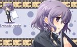  chibi ikegami_akane minako_asaka purple_eyes purple_hair short_hair with_ribbon 