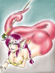  female forked_tongue naga pigtails polearm solo staff tongue 